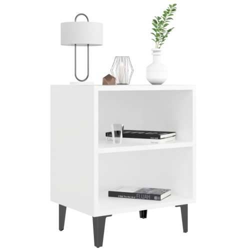 Noćni ormarići s metalnim nogama 2 kom bijeli 40 x 30 x 50 cm - Bijela 2 Cijena