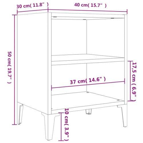 Noćni ormarići s metalnim nogama 2 kom bijeli 40 x 30 x 50 cm - Bijela 2 Cijena