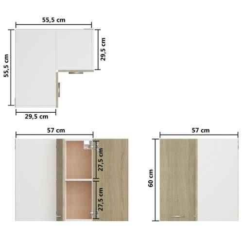 Viseći kutni ormarić “Lyon” boja hrasta 57x57x60 cm - sonoma hrast 57 x 57 x 60 cm 1 1x hanging corner cabinet Cijena