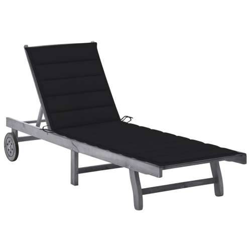 Vrtna ležaljka s jastukom siva od masivnog bagremovog drva - Crna 200 x 63 x 85 cm 1 Cijena