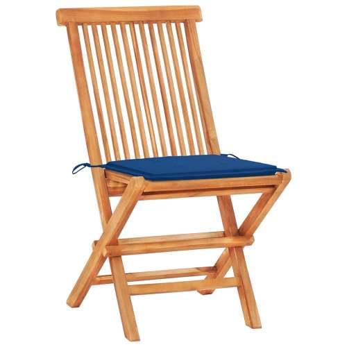 3-dijelni bistro set s kraljevsko plavim jastucima od tikovine - Kraljevski plava 3 Cijena