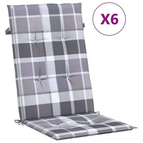 Jastuci za stolice 6 kom sivi karirani 120x50x3 cm od tkanine Cijena