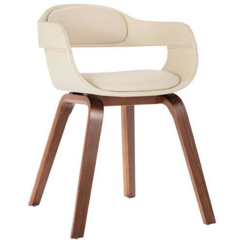 Blagovaonska stolica bijela od savijenog drva i umjetne kože
