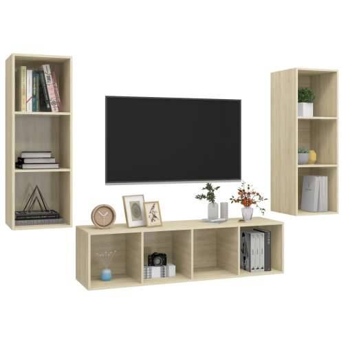 3-dijelni set TV ormarića boja hrasta sonome konstruirano drvo - sonoma hrast 1 Cijena
