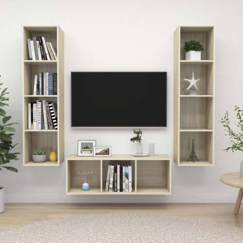 3-dijelni set TV ormarića boja hrasta sonome konstruirano drvo - sonoma hrast 1 Cijena