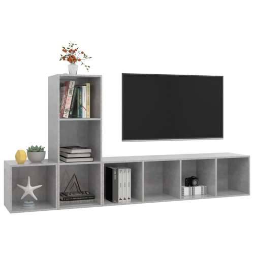 3-dijelni set TV ormarića siva boja betona konstruirano drvo - Beton siva 1 Cijena
