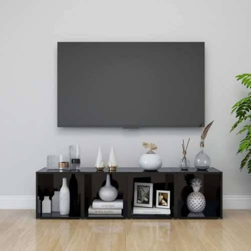 TV ormarići 4 kom sjajni crni 37 x 35 x 37 cm konstruirano drvo - visoko sjajno crna 4 Cijena