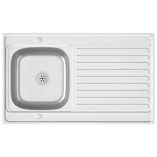 Kuhinjski sudoper s cjedilom srebrni 1000x600x155 mm čelični - 1000 x 600 x 155 mm Cijena