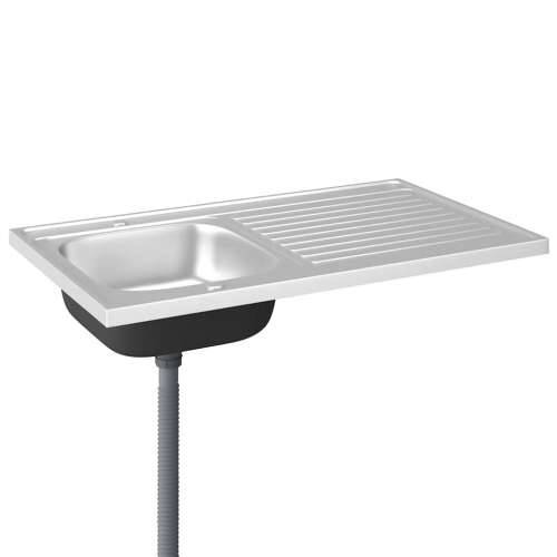 Kuhinjski sudoper s cjedilom srebrni 1000x600x155 mm čelični - 1000 x 600 x 155 mm Cijena