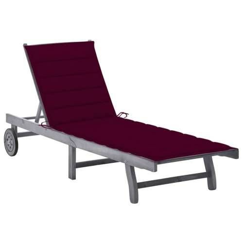 Vrtna ležaljka s jastukom siva od masivnog bagremovog drva - boja crnog vina 200 x 63 x 85 cm 1 Cijena