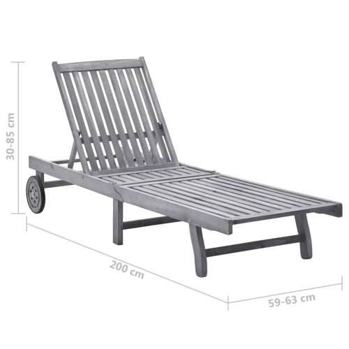 Vrtna ležaljka s jastukom siva od masivnog bagremovog drva - boja crnog vina 200 x 63 x 85 cm 1 Cijena