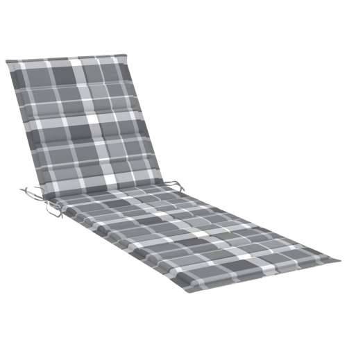 Vrtna ležaljka s jastukom siva od masivnog bagremovog drva - Sivi karirani uzorak 200 x 63 x 85 cm 1 Cijena