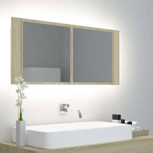 LED kupaonski ormarić s ogledalom boja hrasta 100x12x45 akrilni - sonoma hrast 1 Cijena