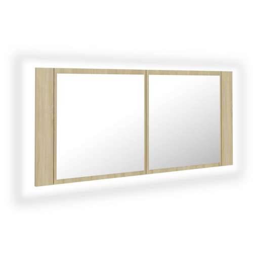 LED kupaonski ormarić s ogledalom boja hrasta 100x12x45 akrilni - sonoma hrast 1 Cijena