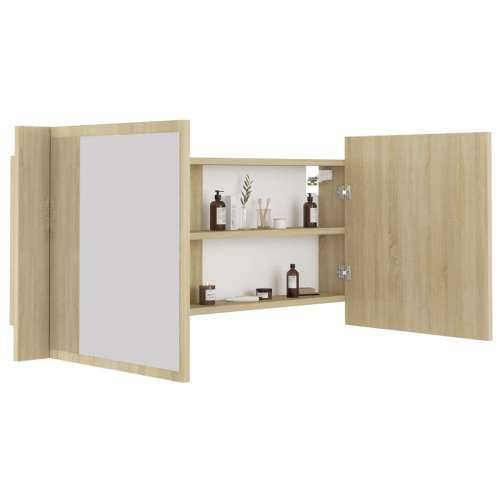 LED kupaonski ormarić s ogledalom boja hrasta 100x12x45 akrilni - sonoma hrast 1 Cijena