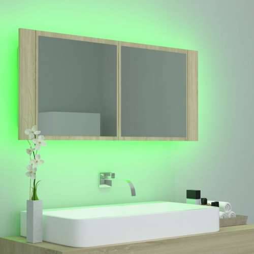 LED kupaonski ormarić s ogledalom boja hrasta 100x12x45 akrilni - sonoma hrast 1 Cijena