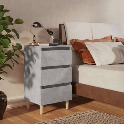 Noćni ormarići s drvenim nogama 2 kom boja betona 40x35x69 cm - Beton siva 2 Cijena