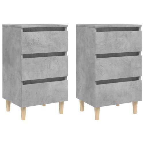 Noćni ormarići s drvenim nogama 2 kom boja betona 40x35x69 cm - Beton siva 2 Cijena