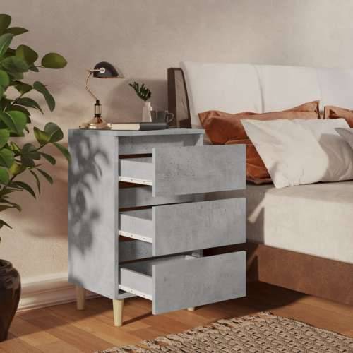 Noćni ormarići s drvenim nogama 2 kom boja betona 40x35x69 cm - Beton siva 2 Cijena
