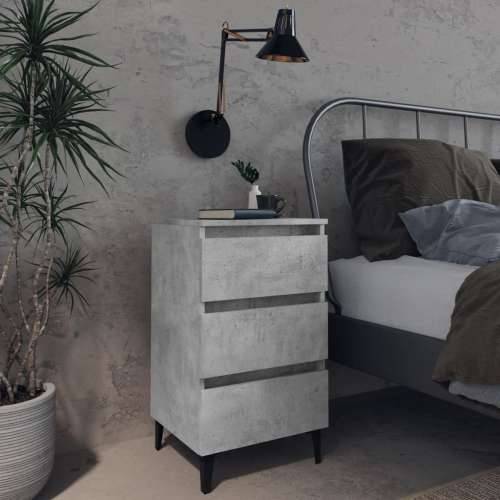 Noćni ormarić s metalnim nogama 2 kom boja betona 40x35x69 cm - Beton siva 2 Cijena