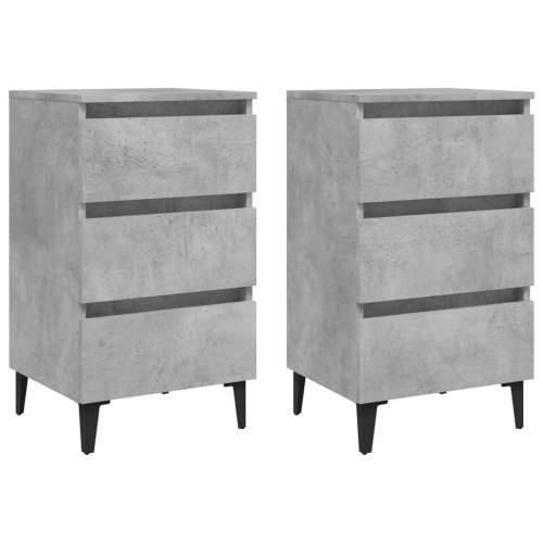 Noćni ormarić s metalnim nogama 2 kom boja betona 40x35x69 cm - Beton siva 2 Cijena