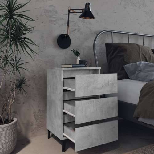 Noćni ormarić s metalnim nogama 2 kom boja betona 40x35x69 cm - Beton siva 2 Cijena