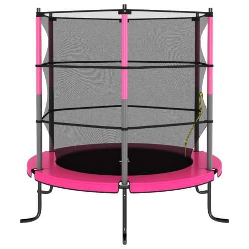 Trampolin sa sigurnosnom mrežom okrugli 140 x 160 cm ružičasti - Ružičasta 1 Cijena
