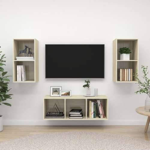 3-dijelni set TV ormarića boja hrasta sonome konstruirano drvo - sonoma hrast 1 Cijena