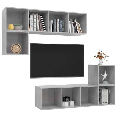 4-dijelni set TV ormarića siva boja betona konstruirano drvo - Beton siva 1 Cijena