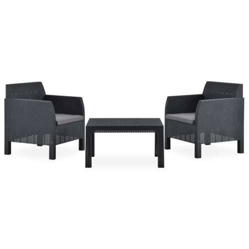 3-dijelna vrtna garnitura s jastucima PP ratan antracit - 2x armchais + table 1 Cijena