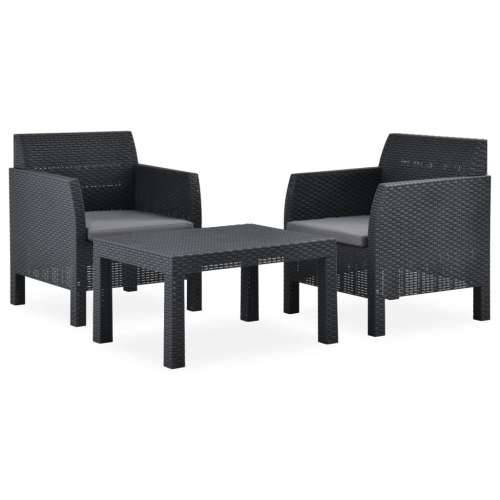 3-dijelna vrtna garnitura s jastucima PP ratan antracit - 2x armchais + table 1 Cijena