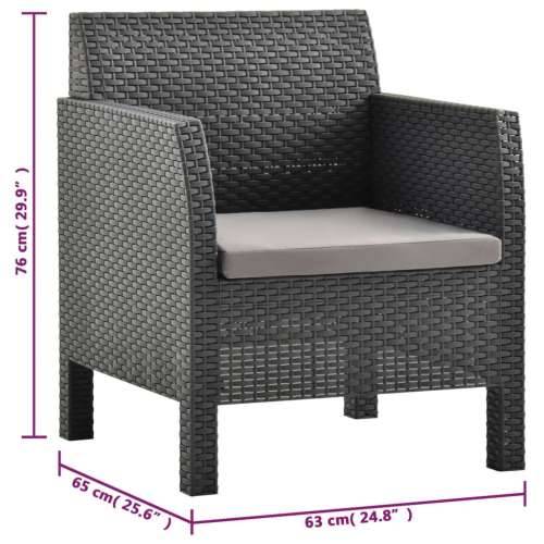 3-dijelna vrtna garnitura s jastucima PP ratan antracit - 2x armchais + table 1 Cijena