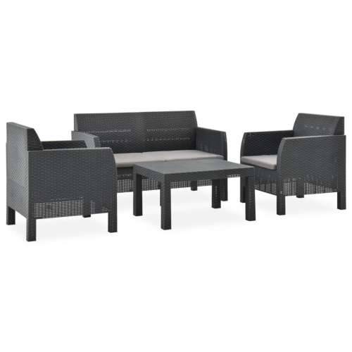 4-dijelna vrtna garnitura s jastucima PP ratan antracit - 2x armchais + 2-seater + table 1 Cijena