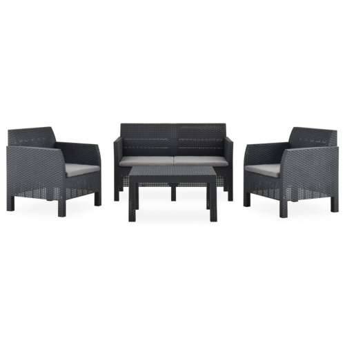 4-dijelna vrtna garnitura s jastucima PP ratan antracit - 2x armchais + 2-seater + table 1 Cijena