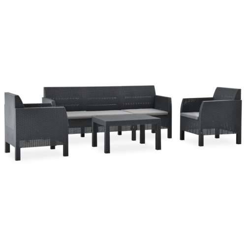 4-dijelna vrtna garnitura s jastucima PP ratan antracit - 2x armchais + 3-seater + table 1 Cijena