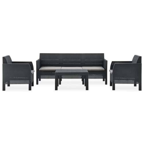4-dijelna vrtna garnitura s jastucima PP ratan antracit - 2x armchais + 3-seater + table 1 Cijena