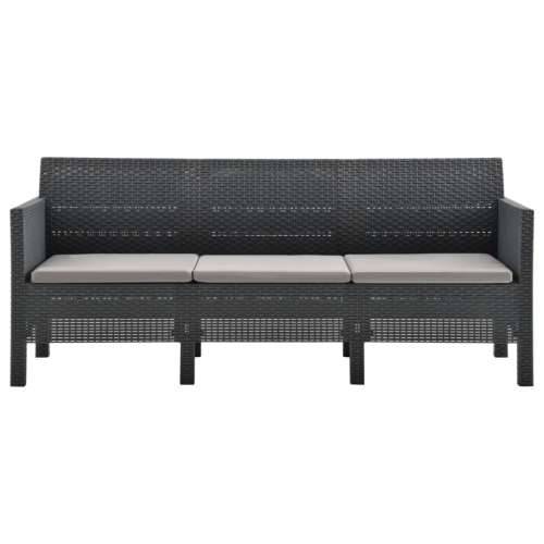 4-dijelna vrtna garnitura s jastucima PP ratan antracit - 2x armchais + 3-seater + table 1 Cijena