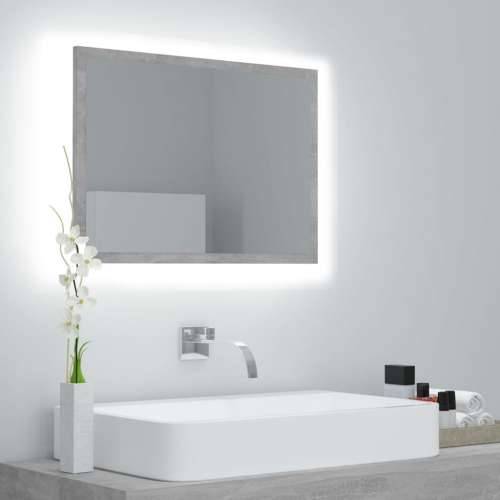 LED kupaonsko ogledalo siva boja betona 60x8,5x37 cm akrilno