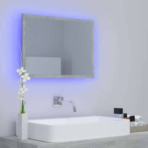 LED kupaonsko ogledalo siva boja betona 60x8,5x37 cm akrilno Cijena