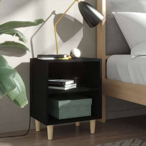 Noćni ormarići s nogama od masivnog drva 2 kom crni 40x30x50 cm - Crna 2 Cijena