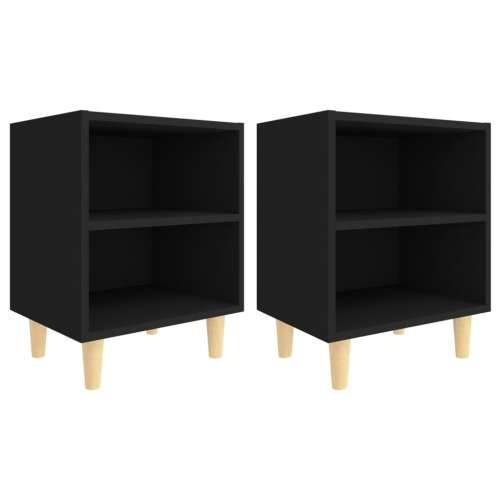 Noćni ormarići s nogama od masivnog drva 2 kom crni 40x30x50 cm - Crna 2 Cijena
