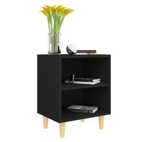 Noćni ormarići s nogama od masivnog drva 2 kom crni 40x30x50 cm - Crna 2 Cijena