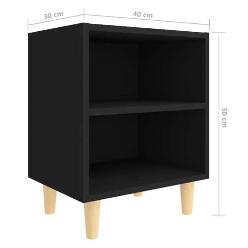 Noćni ormarići s nogama od masivnog drva 2 kom crni 40x30x50 cm - Crna 2 Cijena