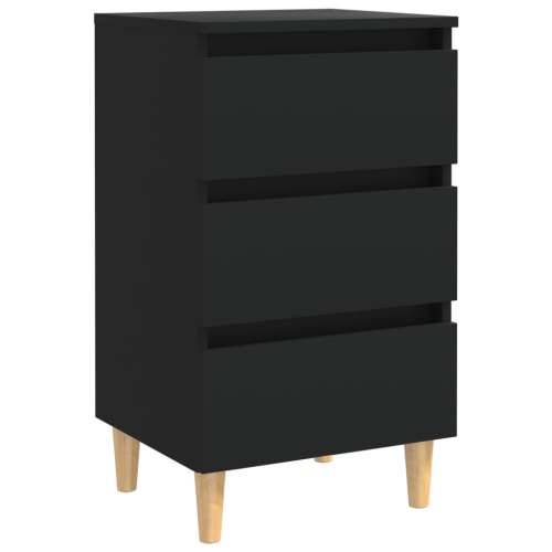 Noćni ormarić s nogama od masivnog drva crni 40 x 35 x 69 cm - Crna 1 Cijena