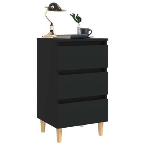 Noćni ormarić s nogama od masivnog drva crni 40 x 35 x 69 cm - Crna 1 Cijena