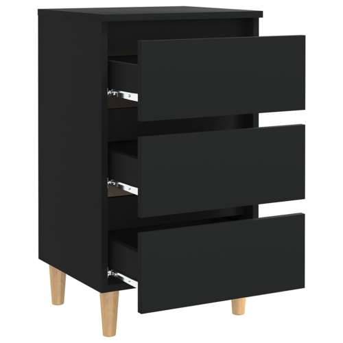 Noćni ormarić s nogama od masivnog drva crni 40 x 35 x 69 cm - Crna 1 Cijena