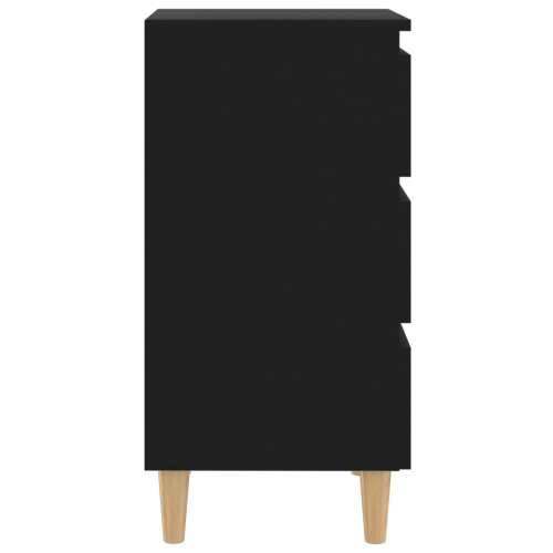 Noćni ormarić s nogama od masivnog drva crni 40 x 35 x 69 cm - Crna 1 Cijena