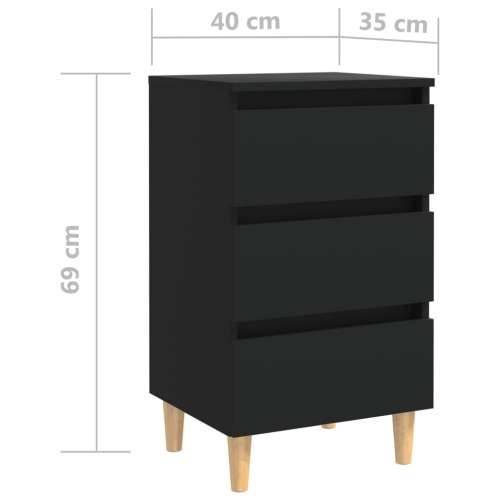 Noćni ormarić s nogama od masivnog drva crni 40 x 35 x 69 cm - Crna 1 Cijena