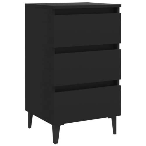 Noćni ormarić s metalnim nogama crni 40 x 35 x 69 cm - Crna 1 Cijena