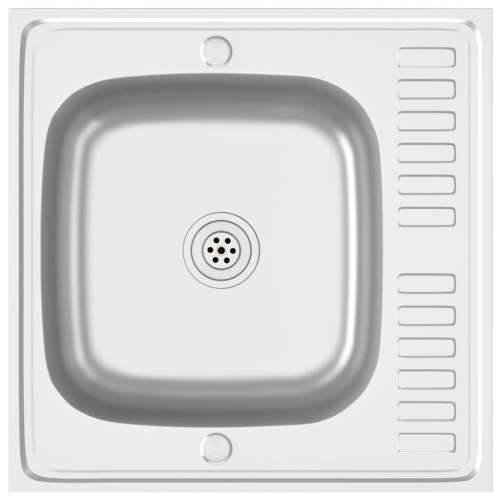 Kuhinjski sudoper s cjedilom srebrni 600 x 600 x 155 mm čelični - 600 x 600 x 155 mm Cijena